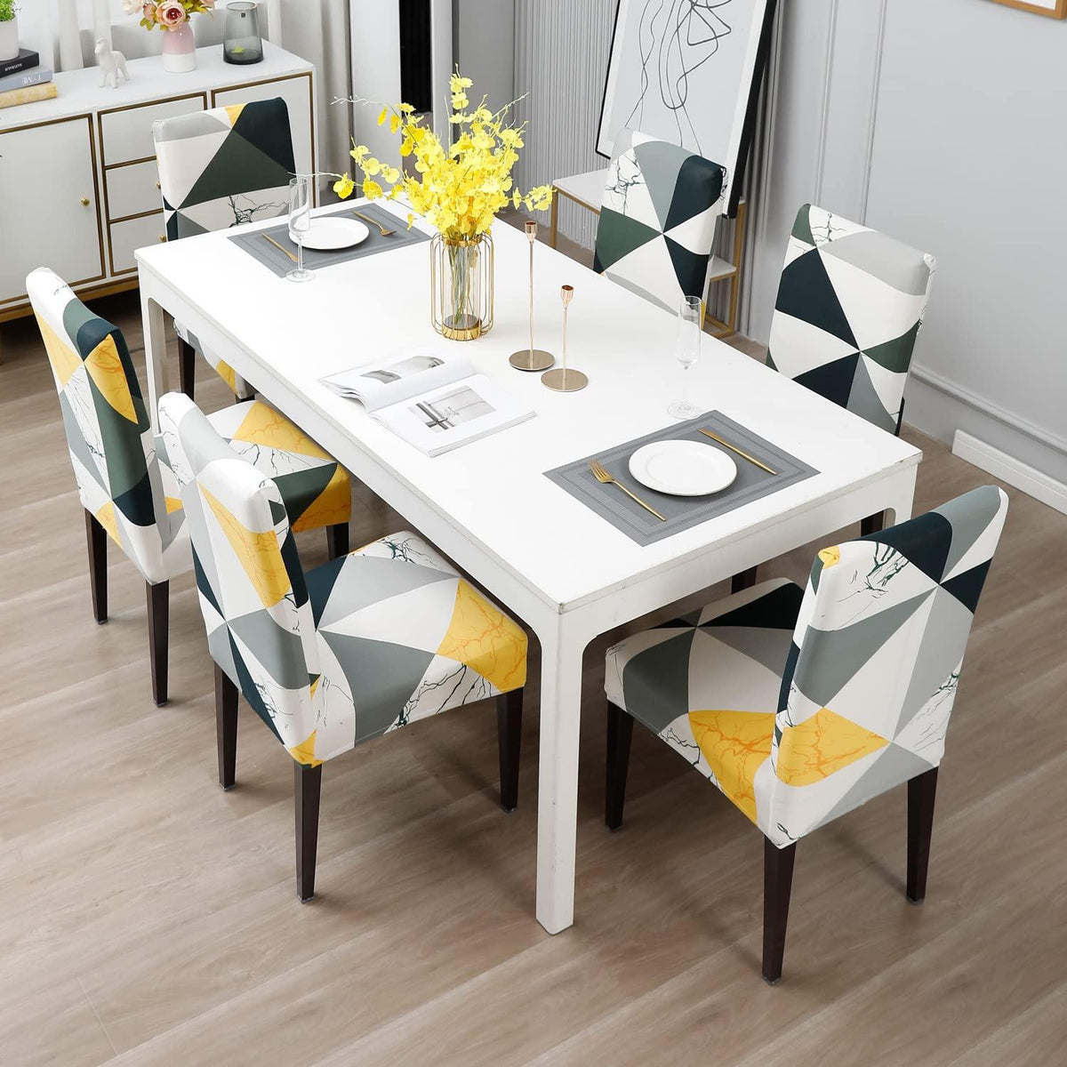 Stretchable Chair Covers, Grey Prism - Trendize
