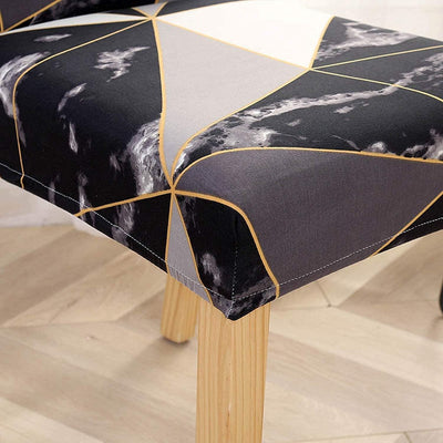 Stretchable Chair Covers, Marble Black - Trendize