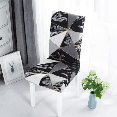 Stretchable Chair Covers, Marble Black - Trendize