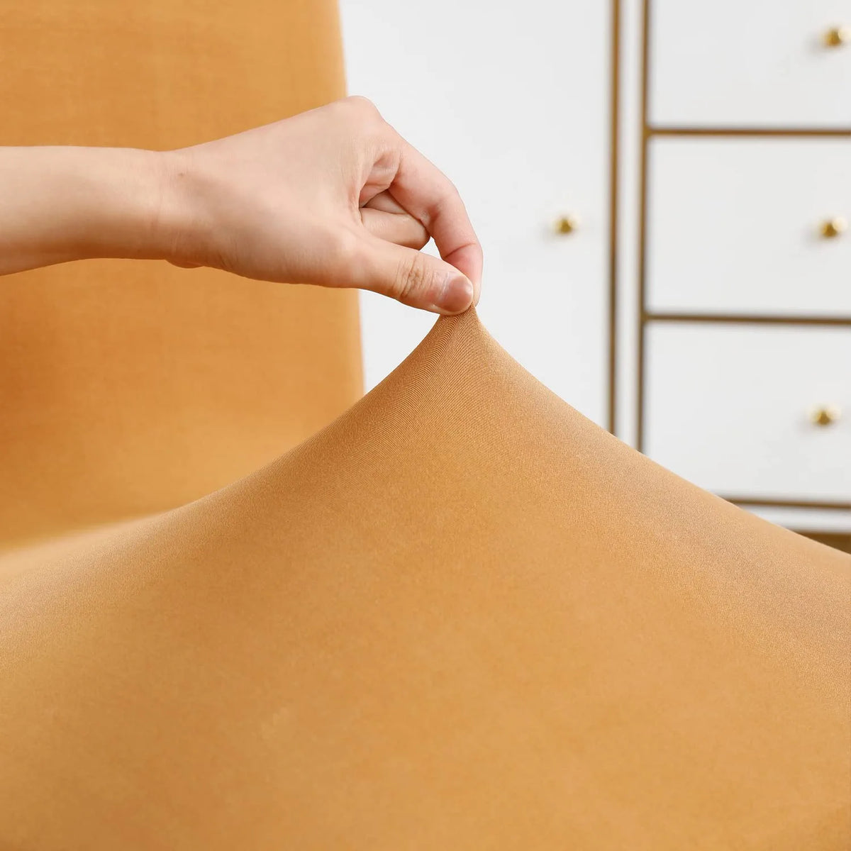 Stretchable Chair Covers, Plain Beige - Trendize