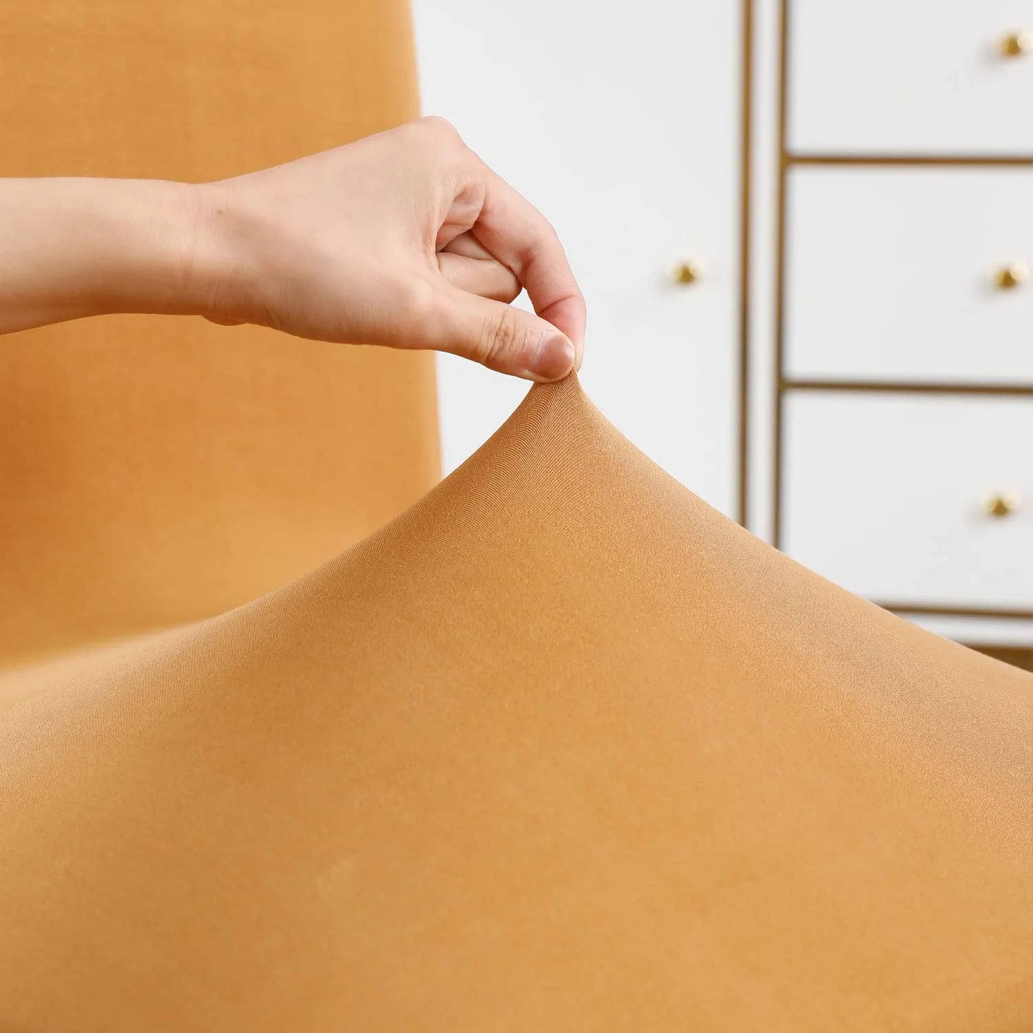 Stretchable Chair Covers, Plain Beige - Trendize