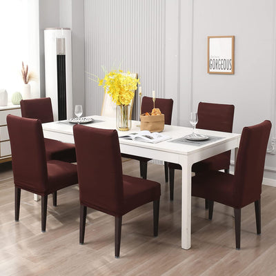 Stretchable Chair Covers, Plain Brown - Trendize