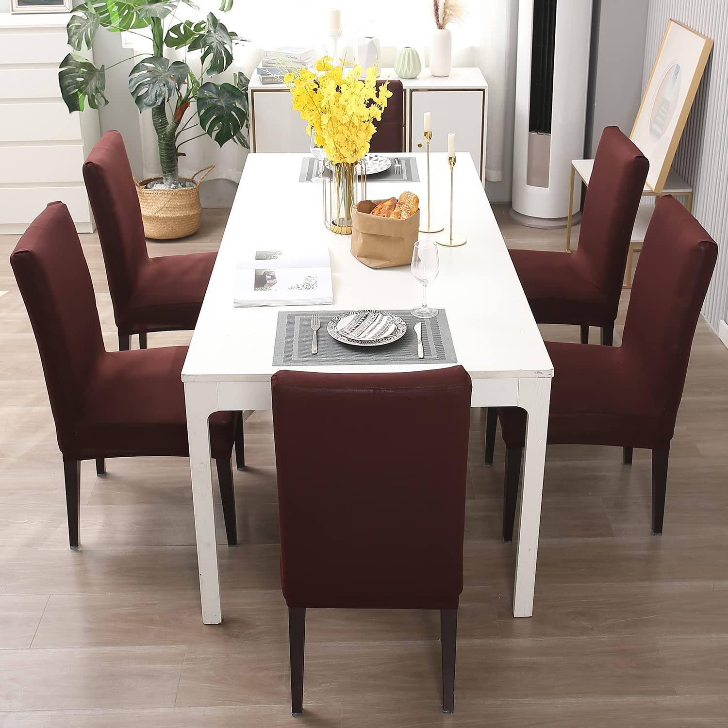 Stretchable Chair Covers, Plain Brown - Trendize