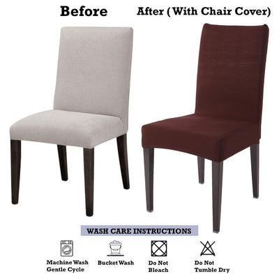 Stretchable Chair Covers, Plain Brown - Trendize