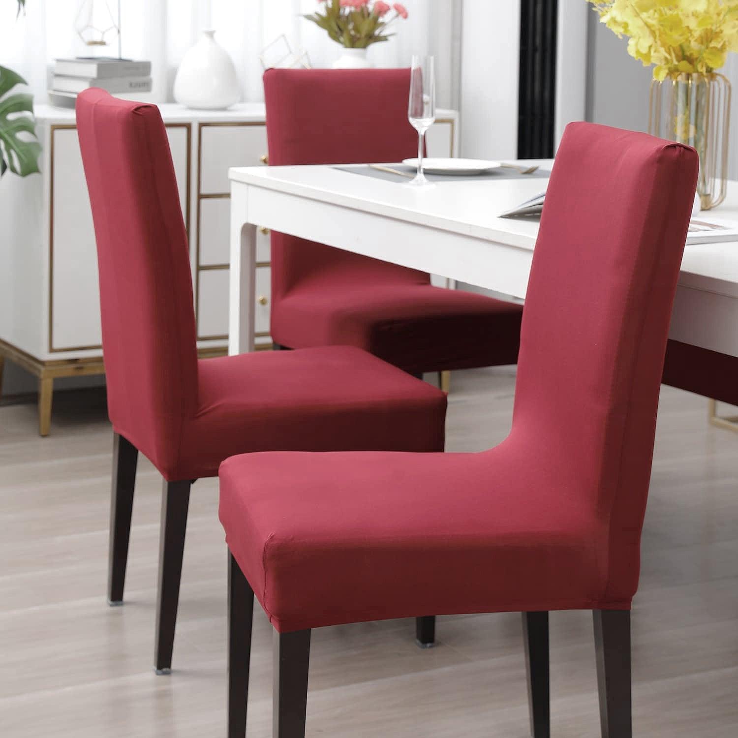Stretchable Chair Covers, Plain Maroon - Trendize