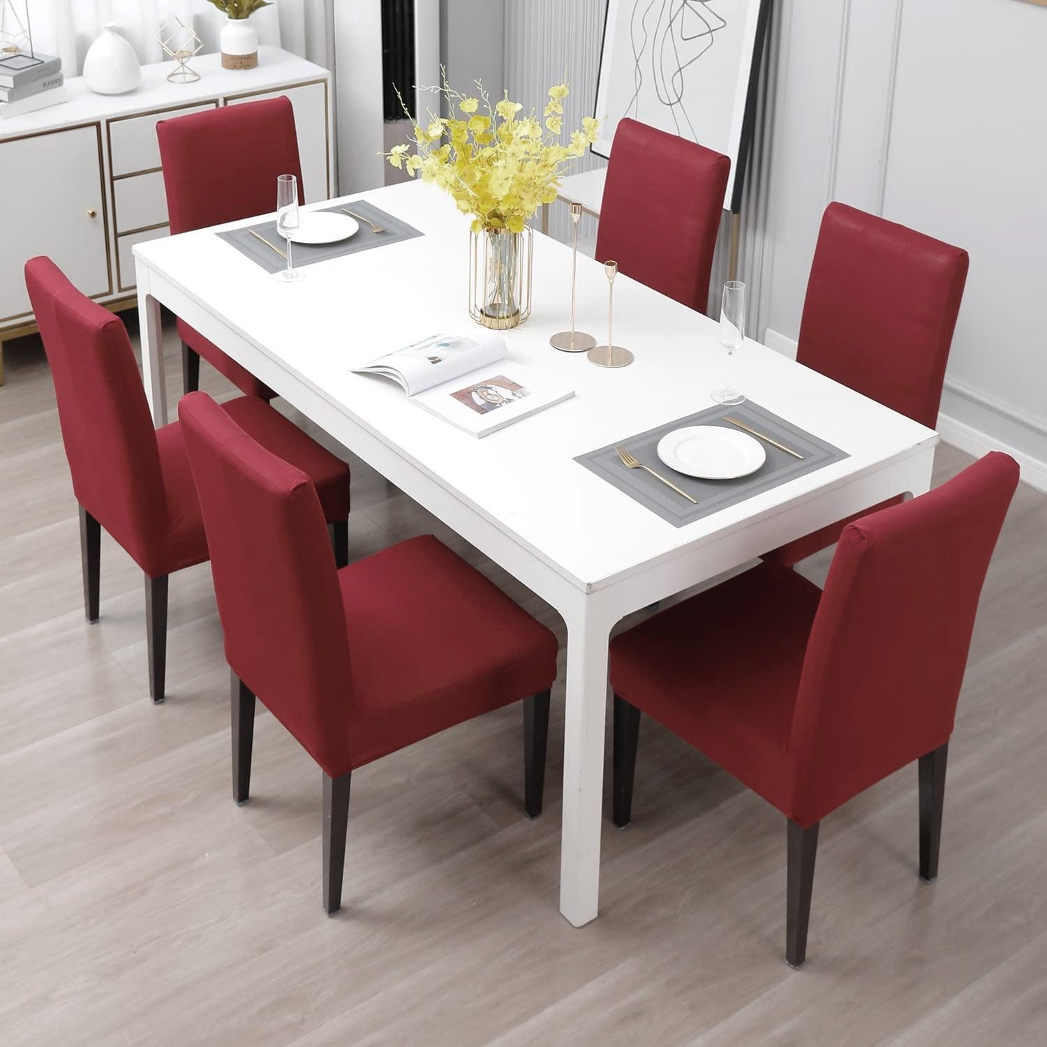 Stretchable Chair Covers, Plain Maroon - Trendize