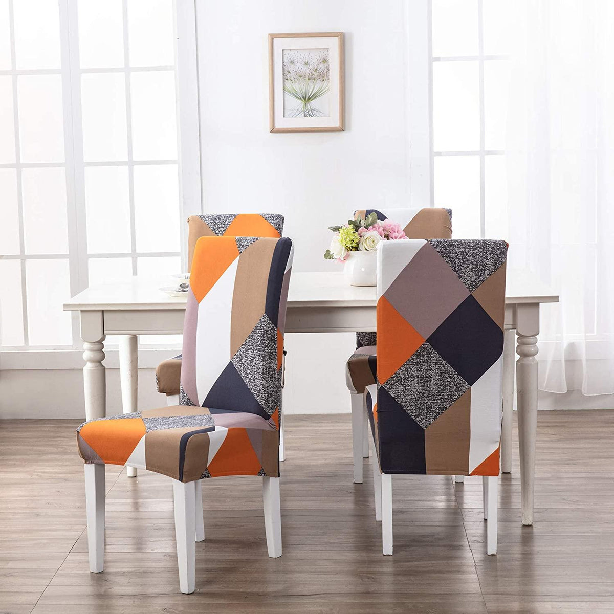Stretchable Chair Covers, Prism Orange - Trendize