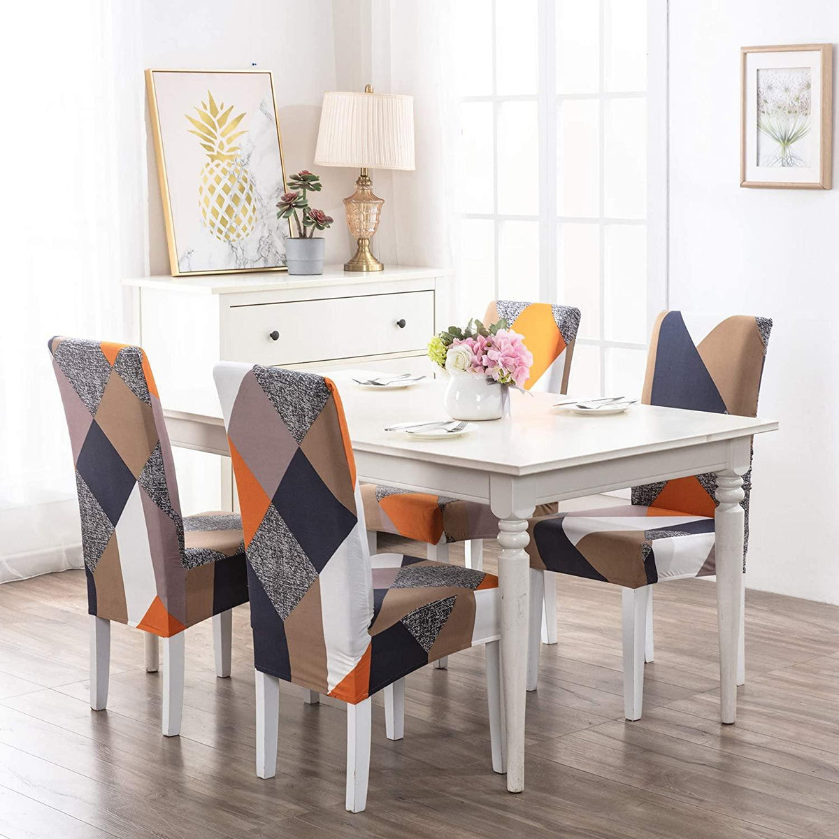 Stretchable Chair Covers, Prism Orange - Trendize
